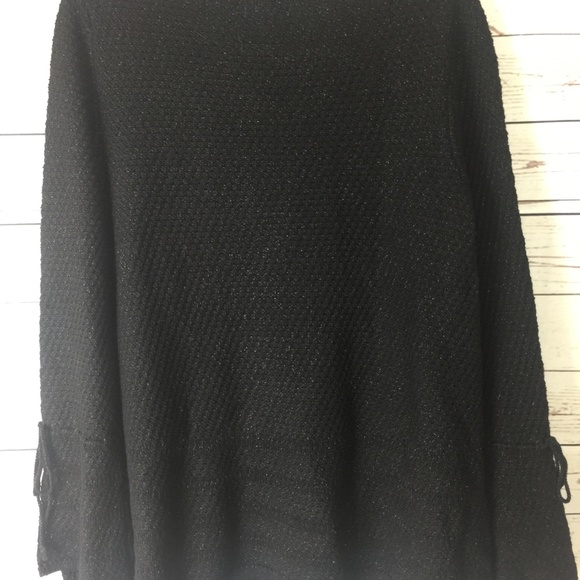 Style Co Lace-Up Lantern-Sleeve Deep Black Sweater - Picture 3 of 8